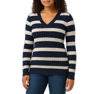 Tommy Hilfiger Women’s Striped Cable-Knit Sweater | Size L